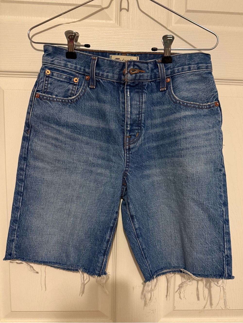 NWT Madewell Women’s Long Denim Shorts with Button Fly